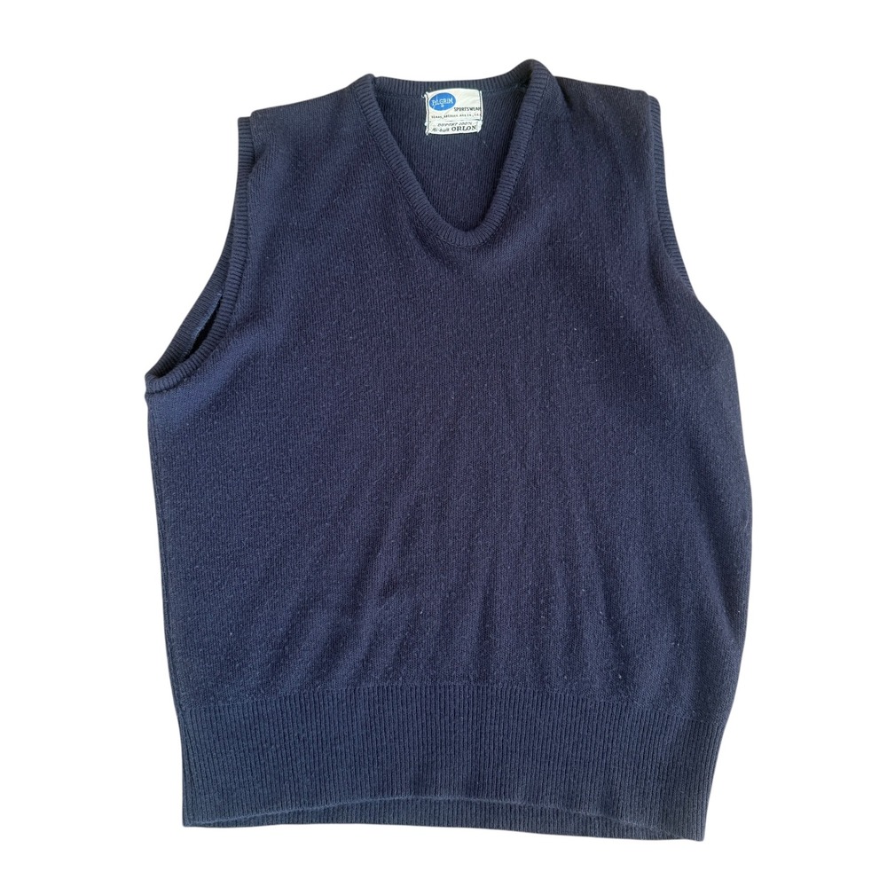 Pilgrim DuPont Orlon Sweater Vest Vintage 50s 60s Preppy Mens Small Gray